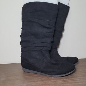 Slouch‎ Boots Black Woman's Size 10 Faux Suede Flats